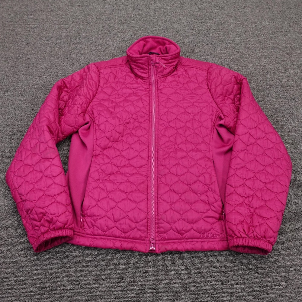 L.L. Bean Jacket Womens M Petite Pink Quilted Full Zip Short Warm Insulated
